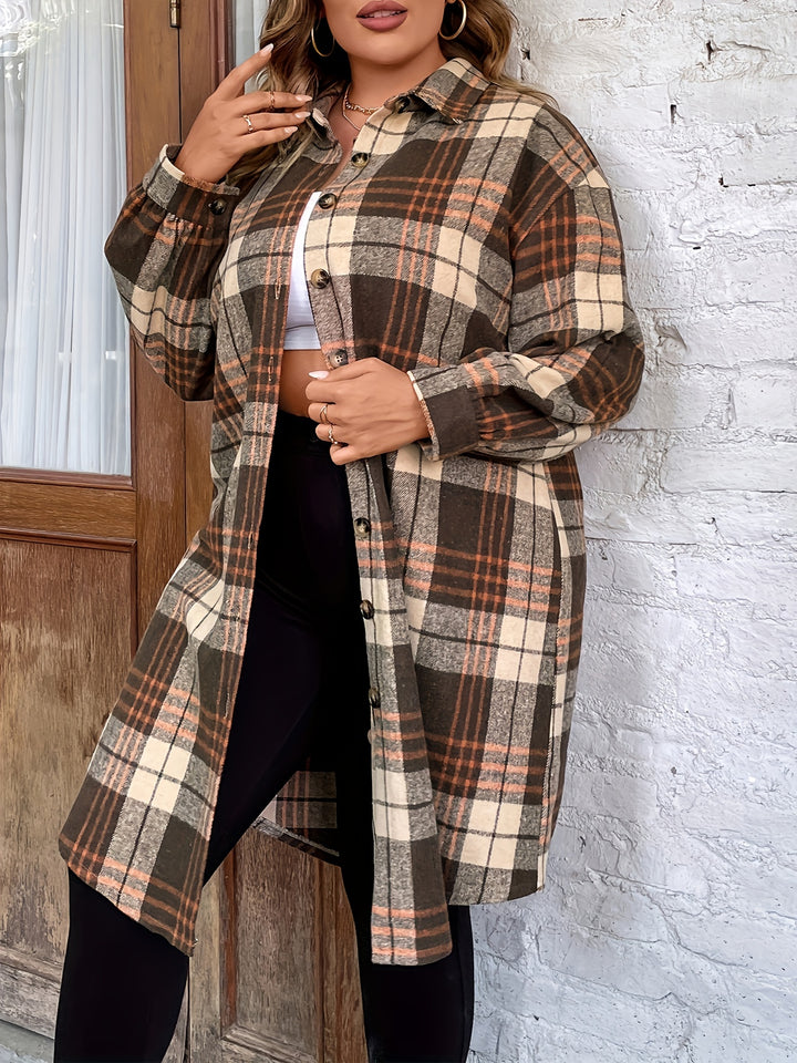 Jessica - Plus Size Plaid Print Button Shirt