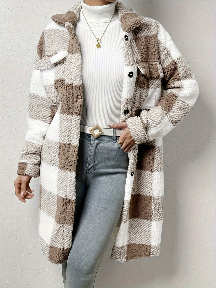 Nour - Cozy Plaid Button-Front Jacket