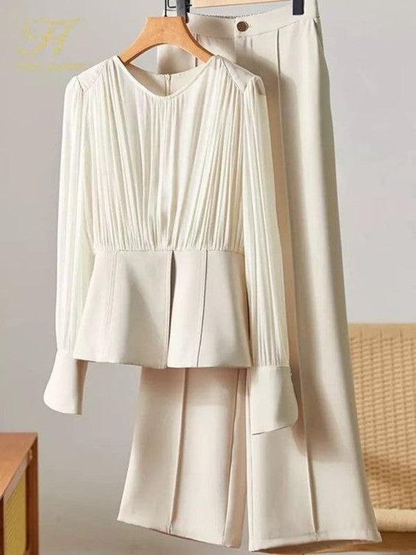 Madison - Classic White Long Sleeve Two-Piece Set