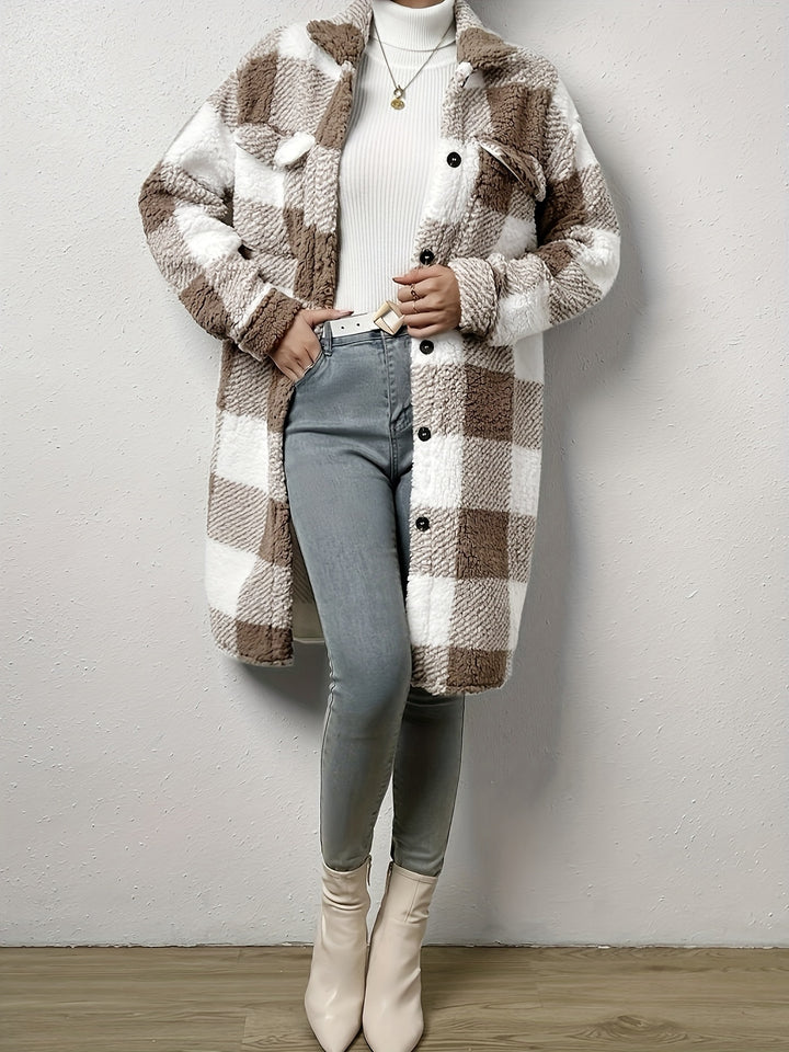 Nour - Cozy Plaid Button-Front Jacket