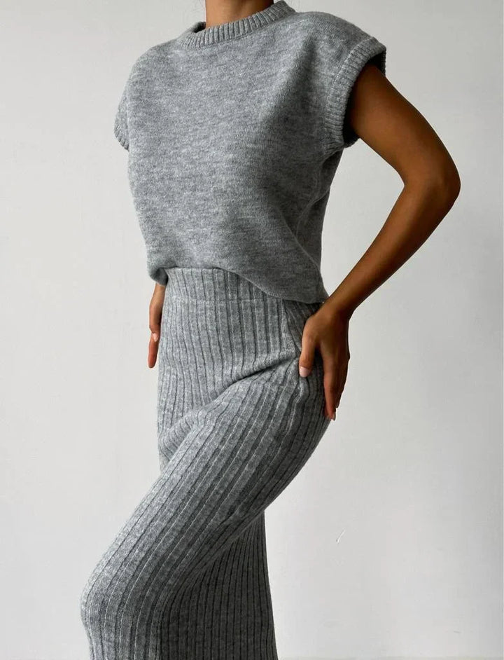 Kaya - Sleeveless Vest and Knitted Skirt