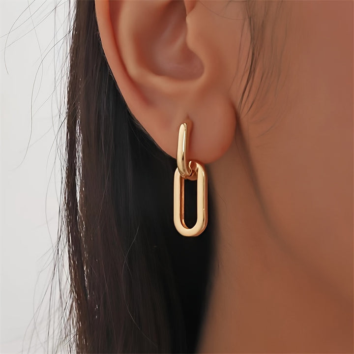 Amanza - Boucles d'oreilles créoles ovales minimalistes chics en cuivre