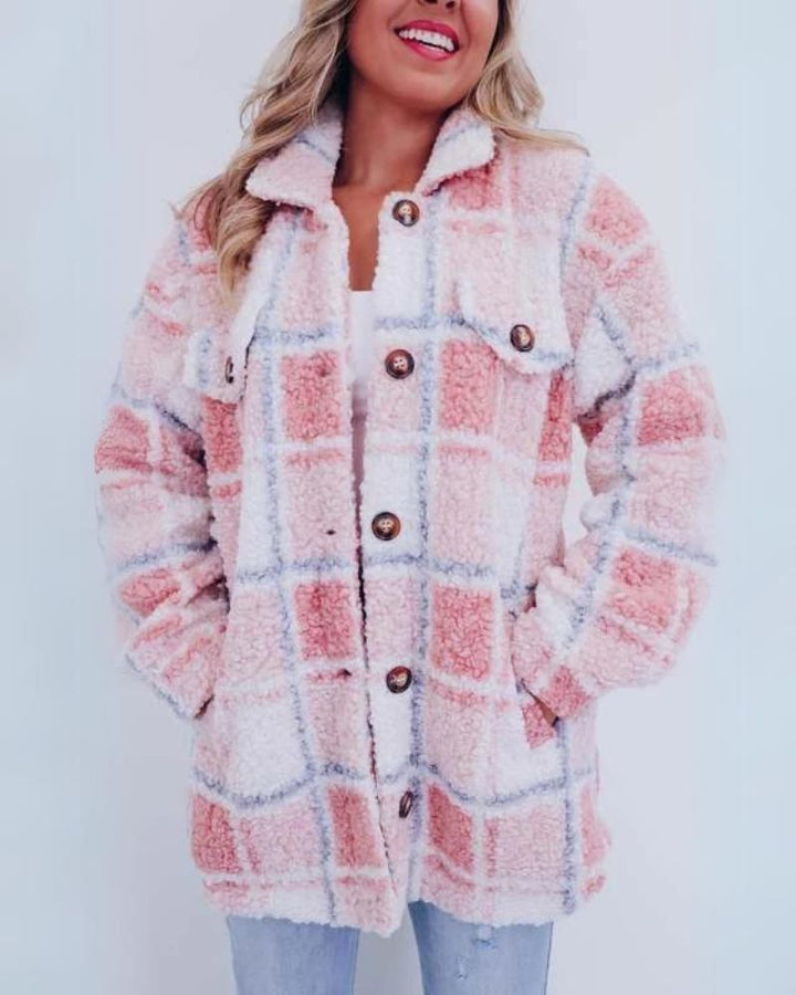 Elle - Polar Fleece Plaid Jacket