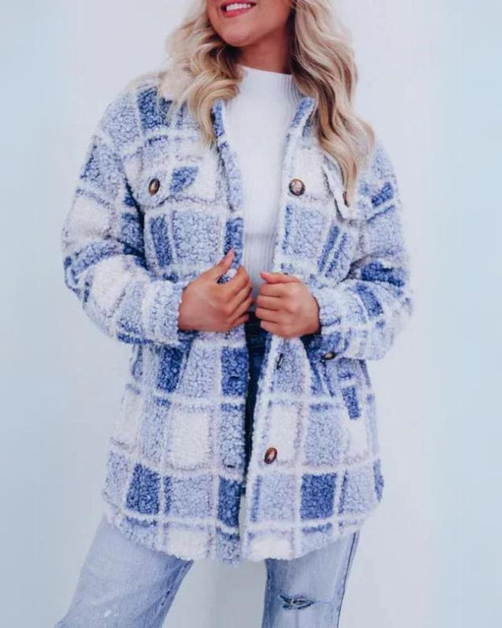 Elle - Polar Fleece Plaid Jacket