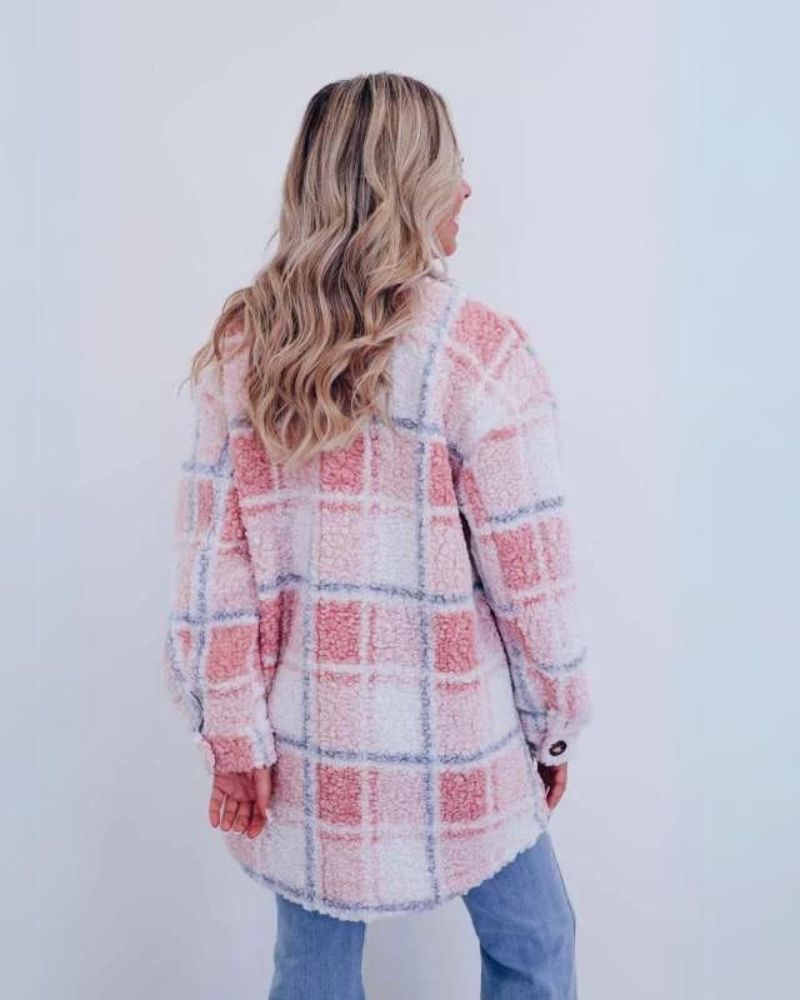 Elle - Polar Fleece Plaid Jacket