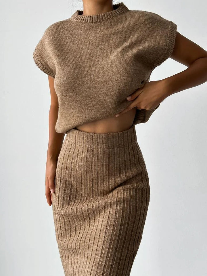 Kaya - Sleeveless Vest and Knitted Skirt