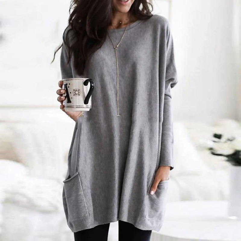 Lara - Long Sleeve Tunic with Pockets