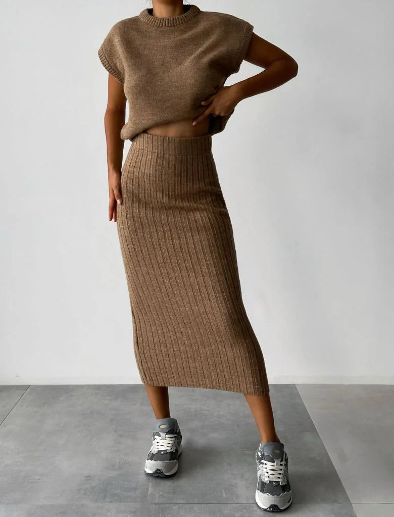 Kaya - Sleeveless Vest and Knitted Skirt