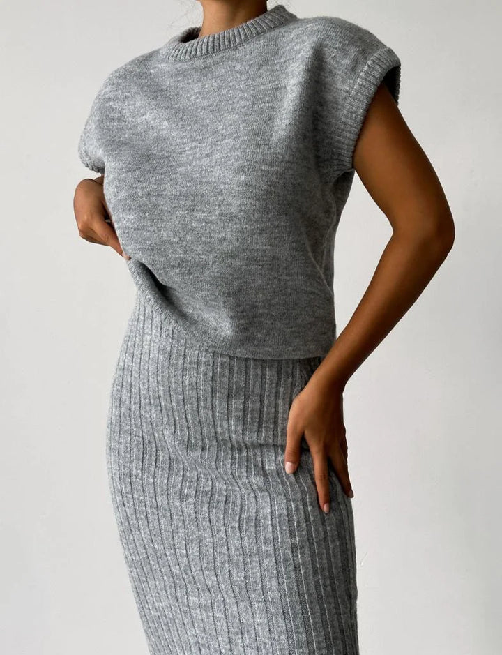 Kaya - Sleeveless Vest and Knitted Skirt