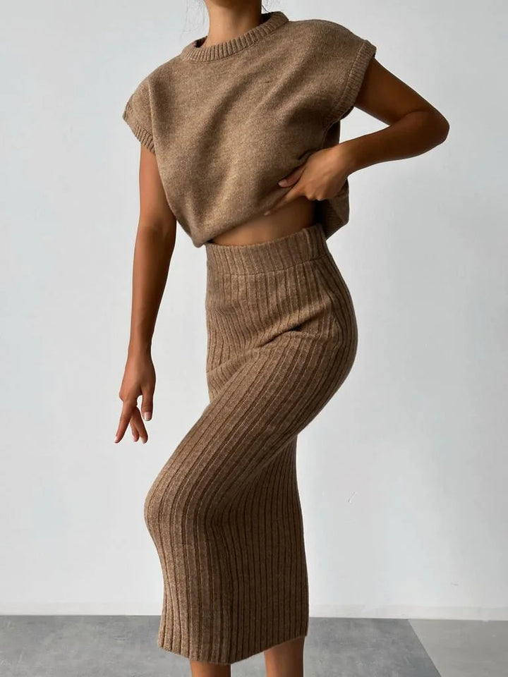 Kaya - Sleeveless Vest and Knitted Skirt