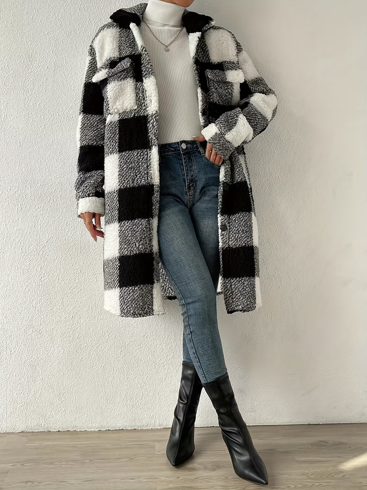 Nour - Cozy Plaid Button-Front Jacket