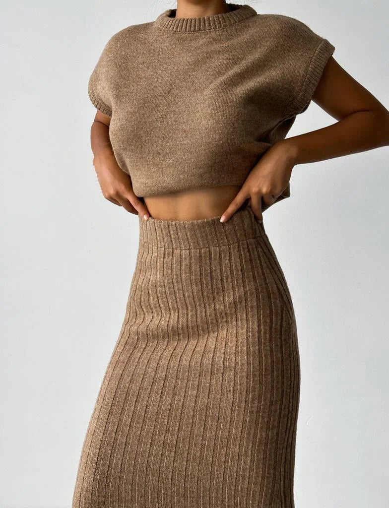 Kaya - Sleeveless Vest and Knitted Skirt