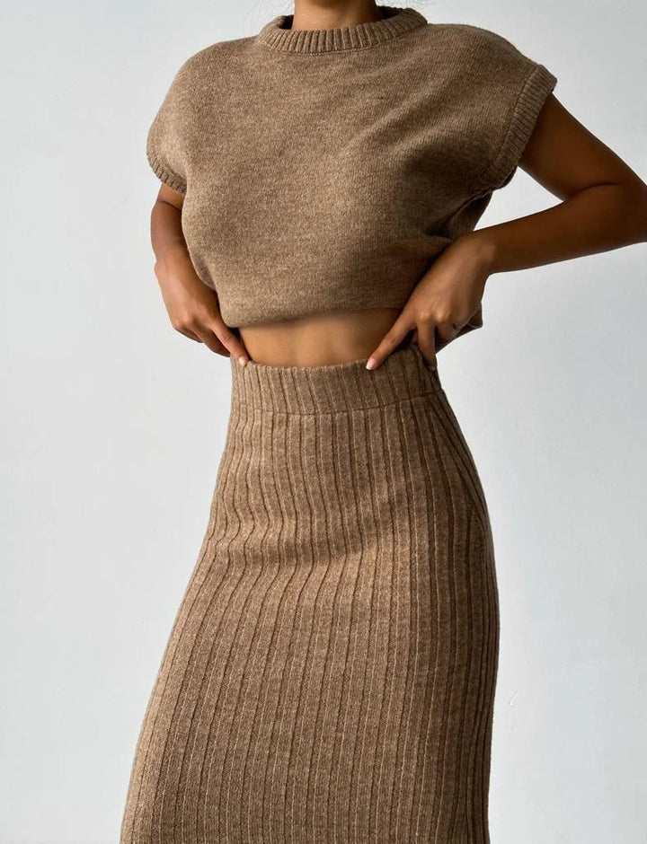 Kaya - Sleeveless Vest and Knitted Skirt