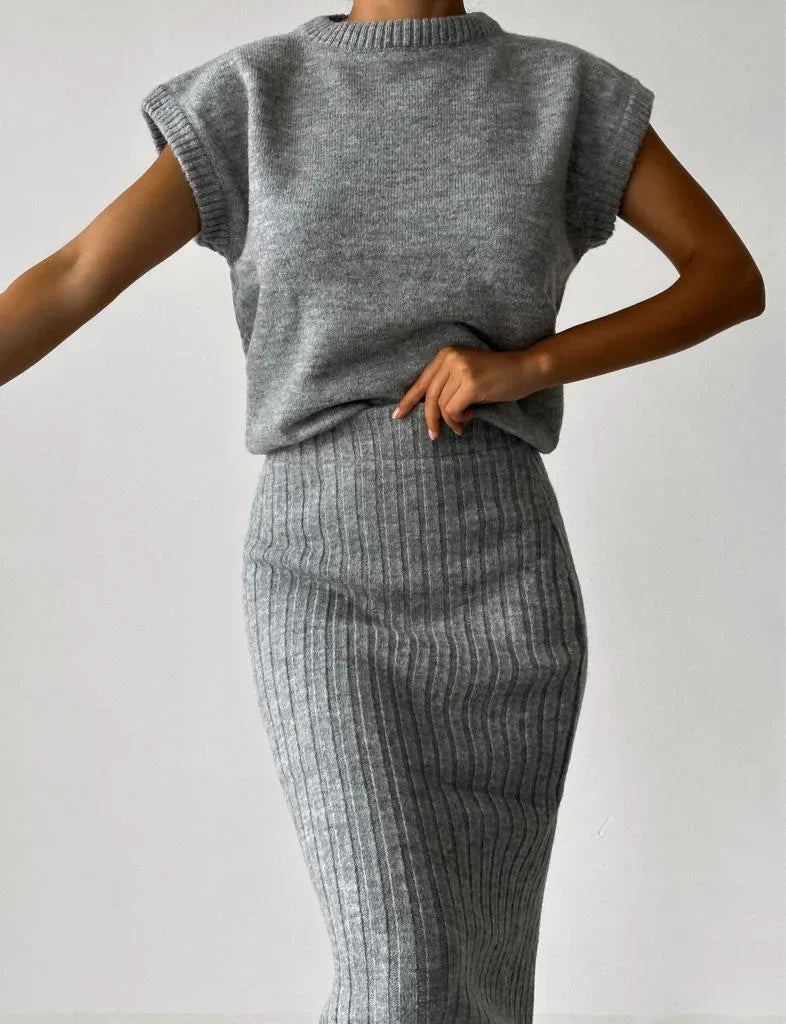 Kaya - Sleeveless Vest and Knitted Skirt