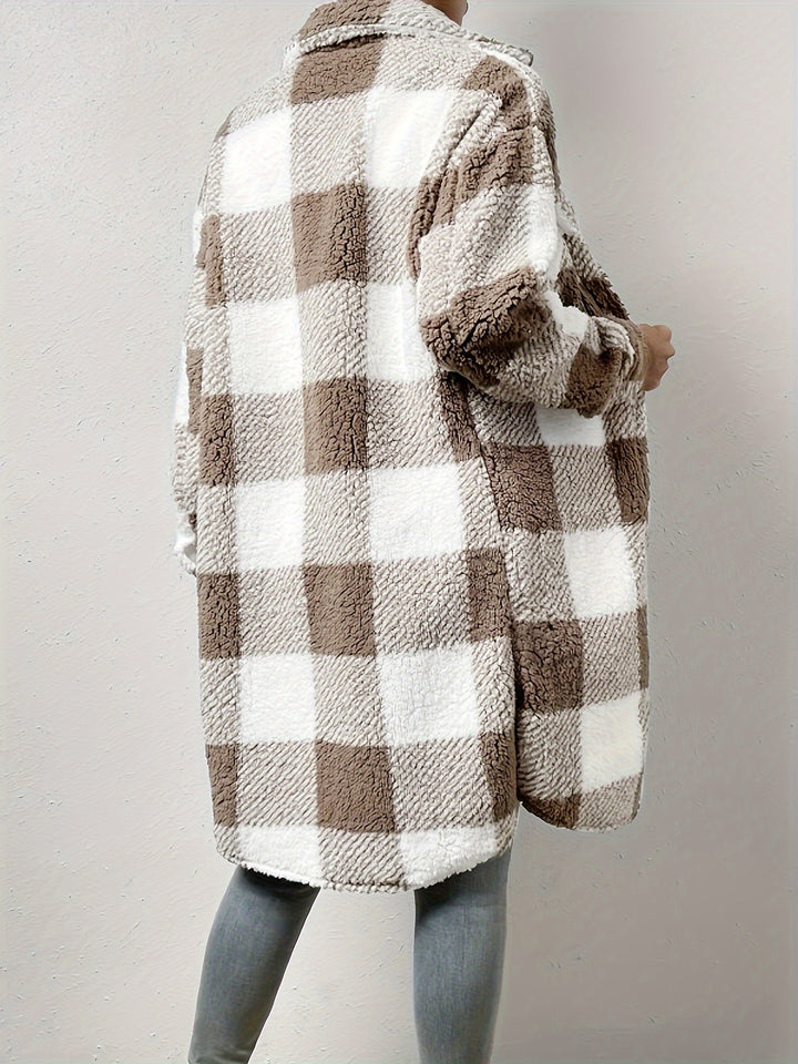 Nour - Cozy Plaid Button-Front Jacket